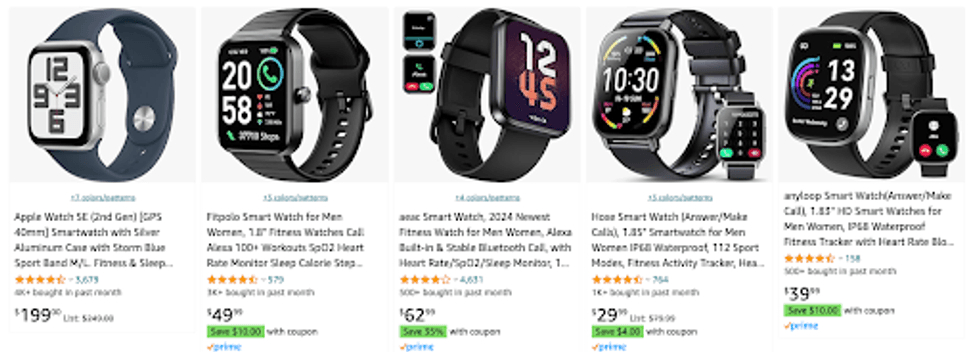 Health wearables on Amazon