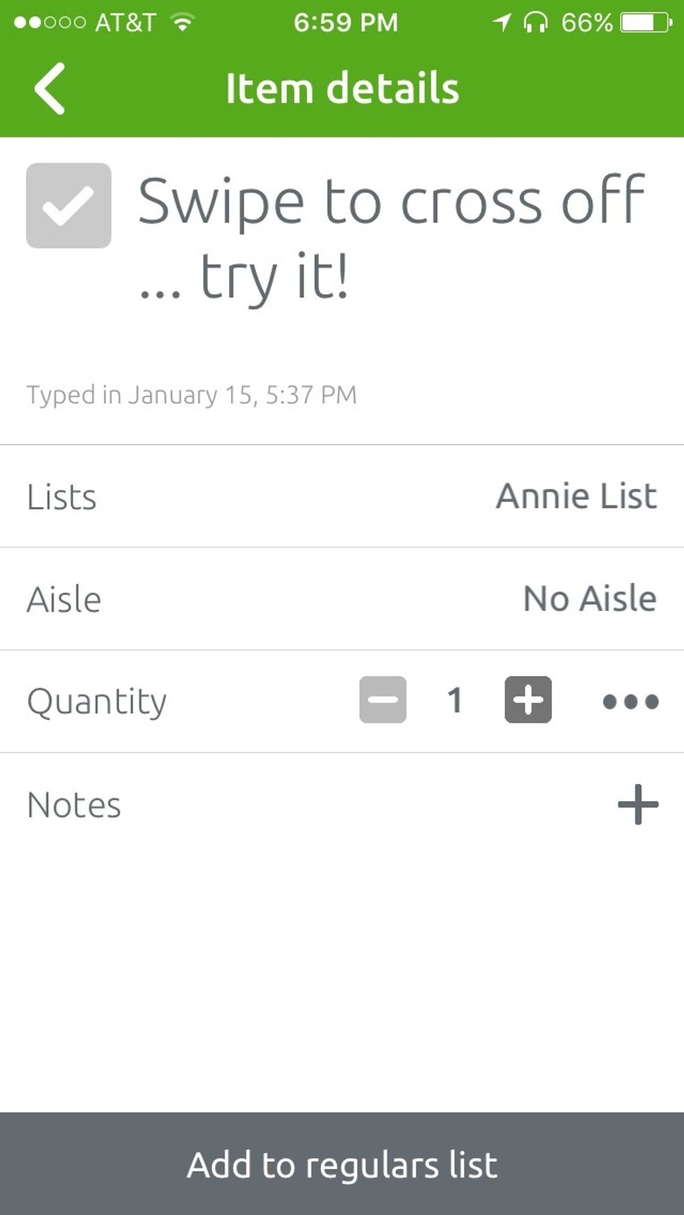 Hiku mobile app page of what's on your grocery list.