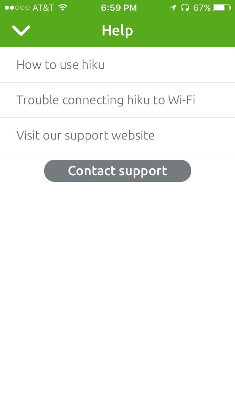 Hiku's help page in app.