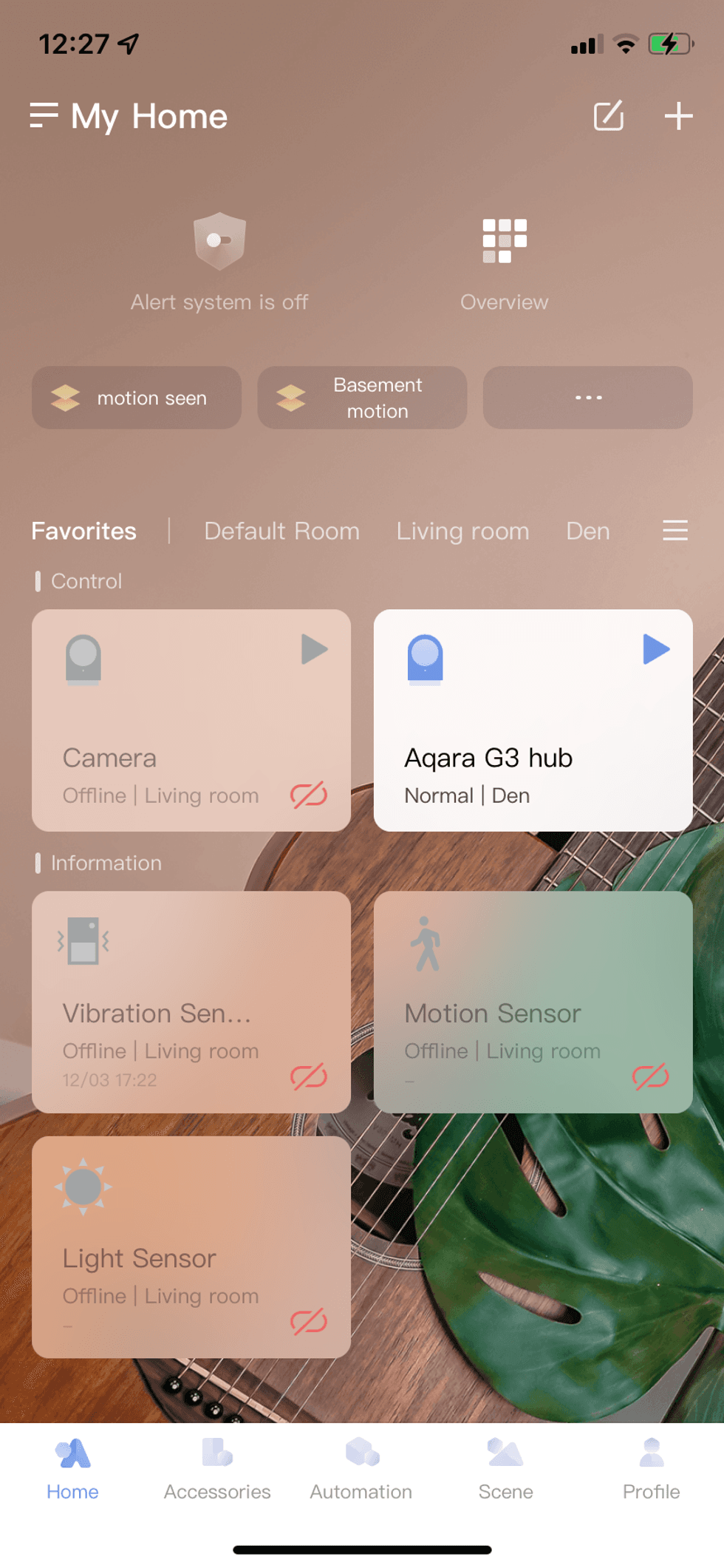 Home screen of aqara app