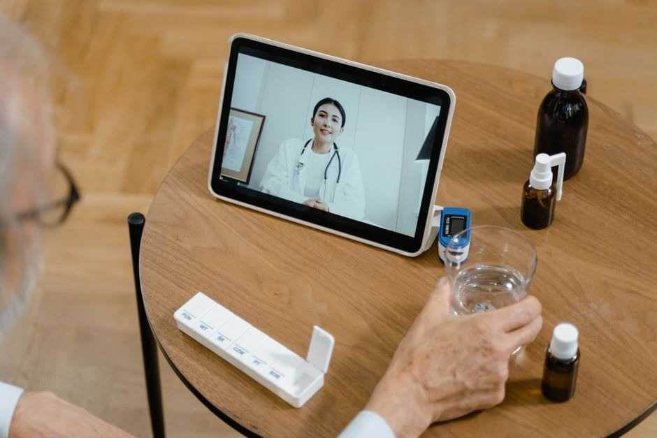 a photo of a telehealth call with a doctor