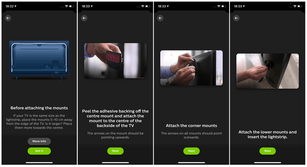 Hue light strip installation