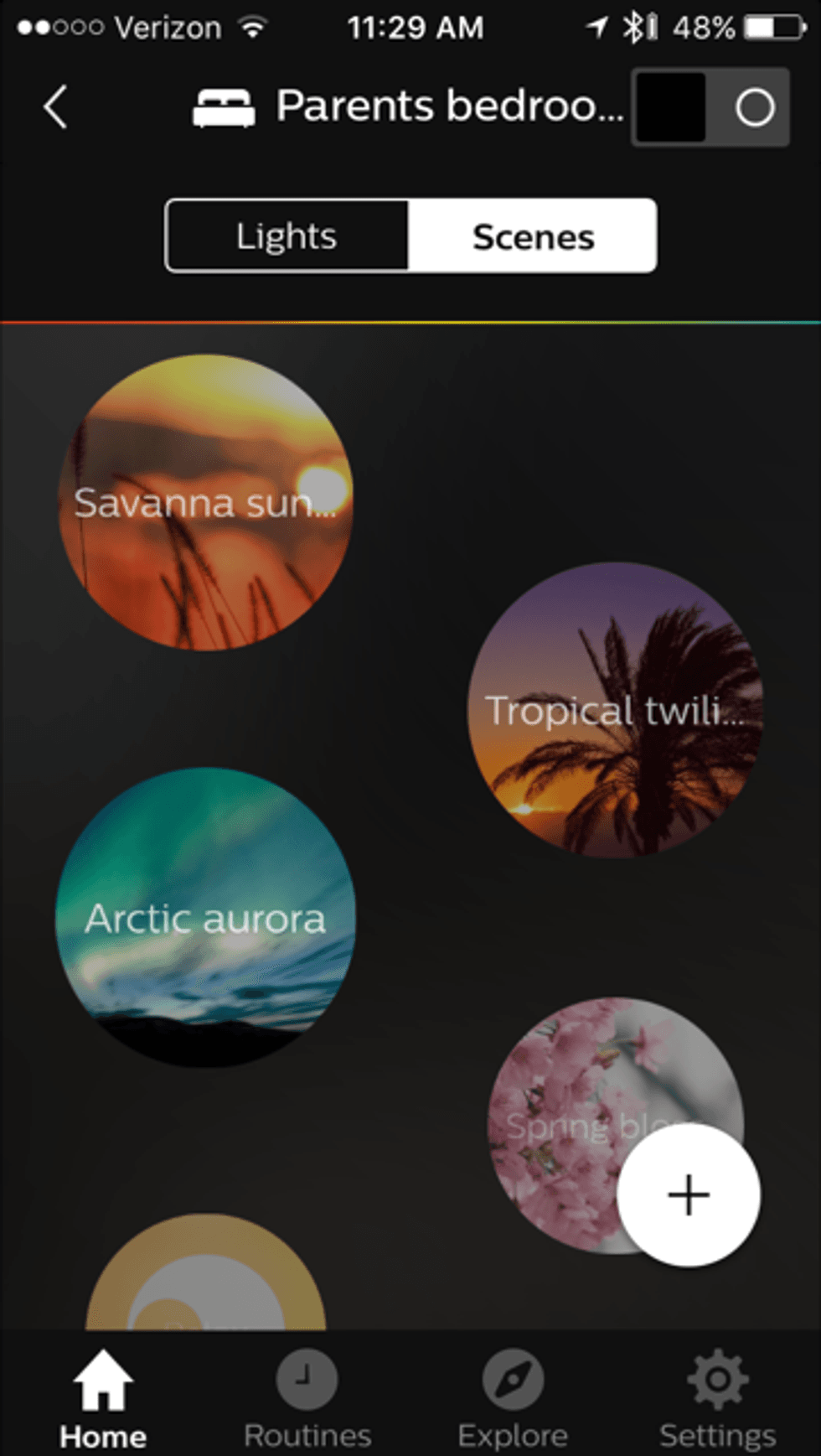 hue mobile app screen