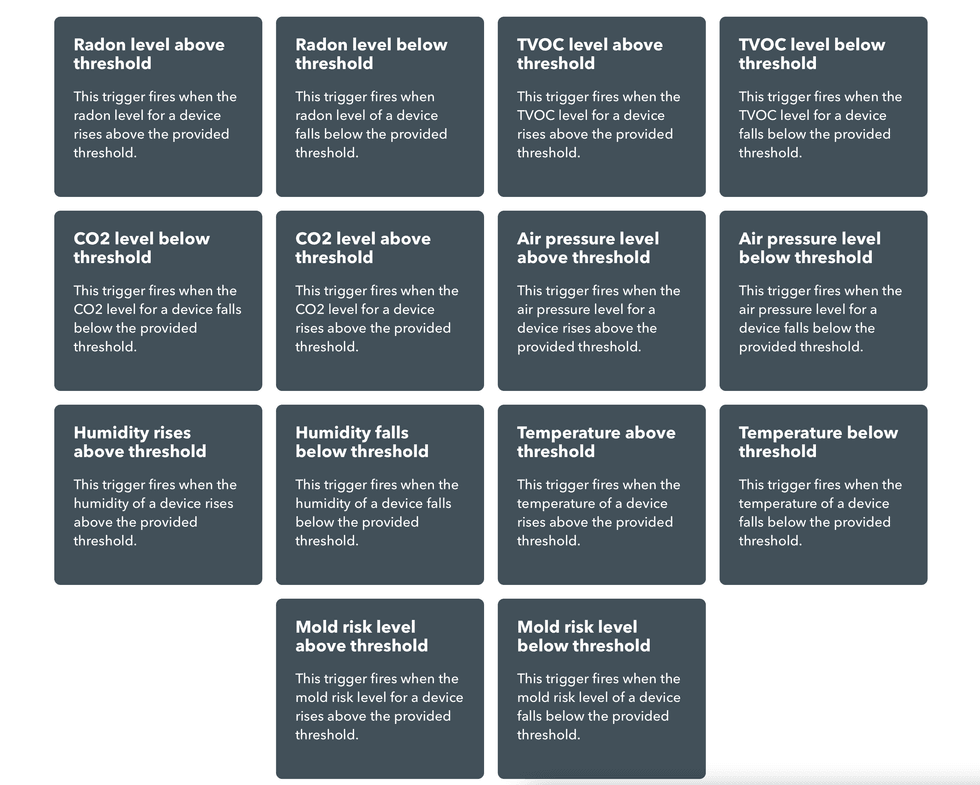 IFTTT triggers from Airthings