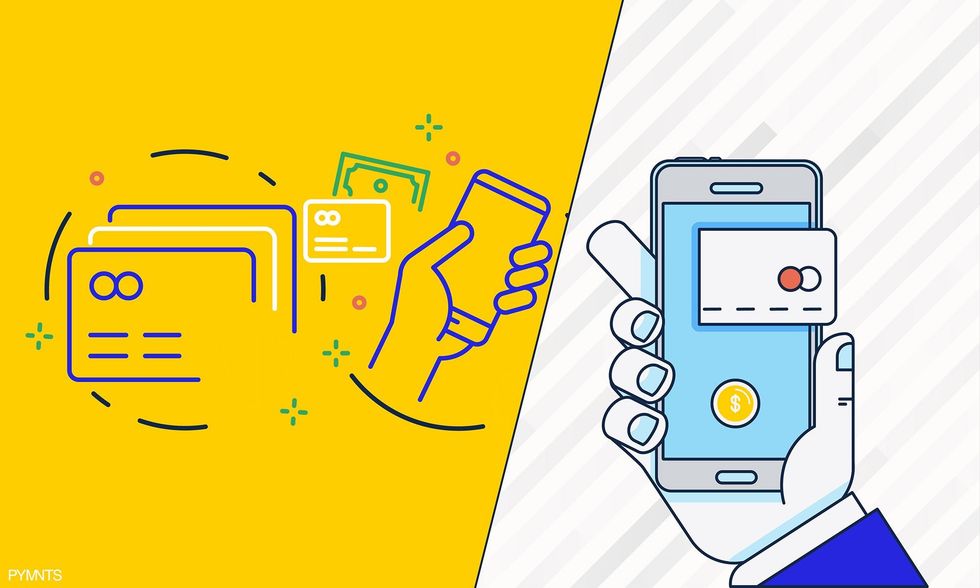 illustration of making a payment with smartphone online