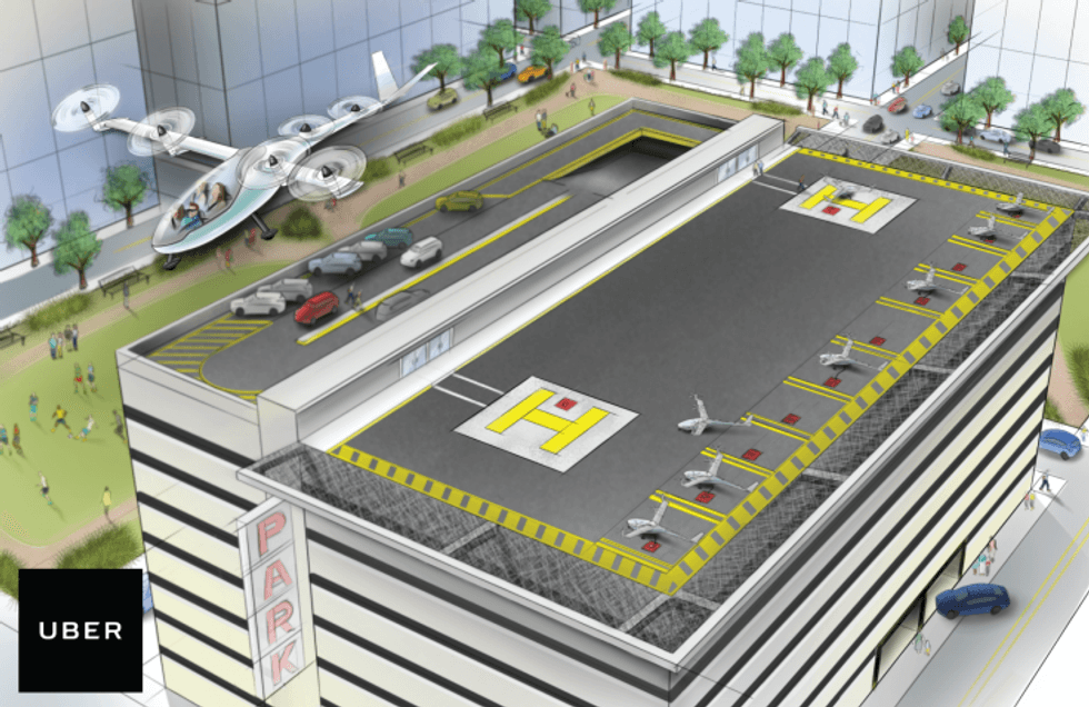 Illustration of Uber Elevate flying taxis