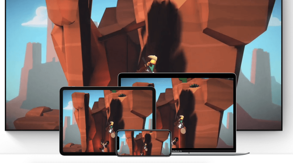 Image of Apple Arcade on an iPhone, iPad, Mac and television