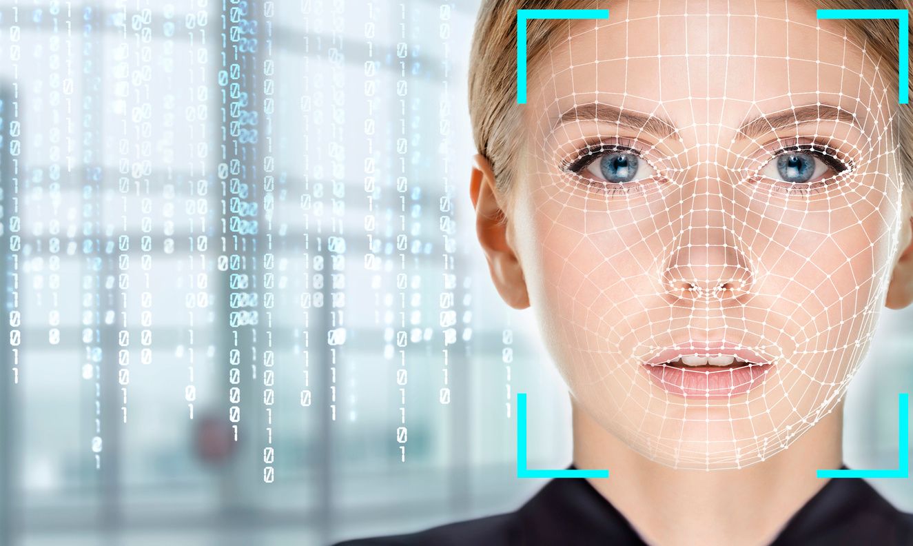 stock image showing facial recognition technology