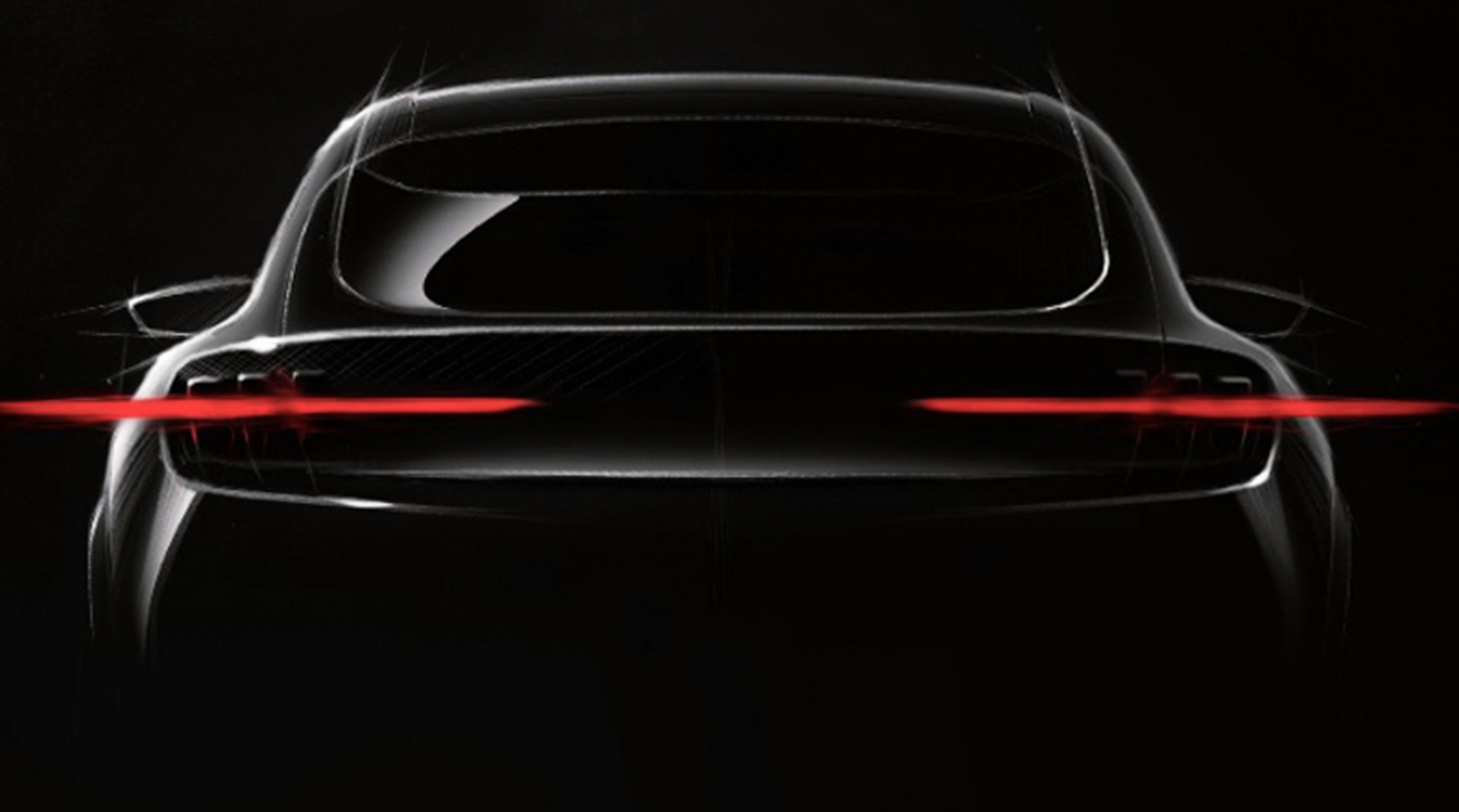 Teaser image showing Ford's Mustang-inspired electric SUV