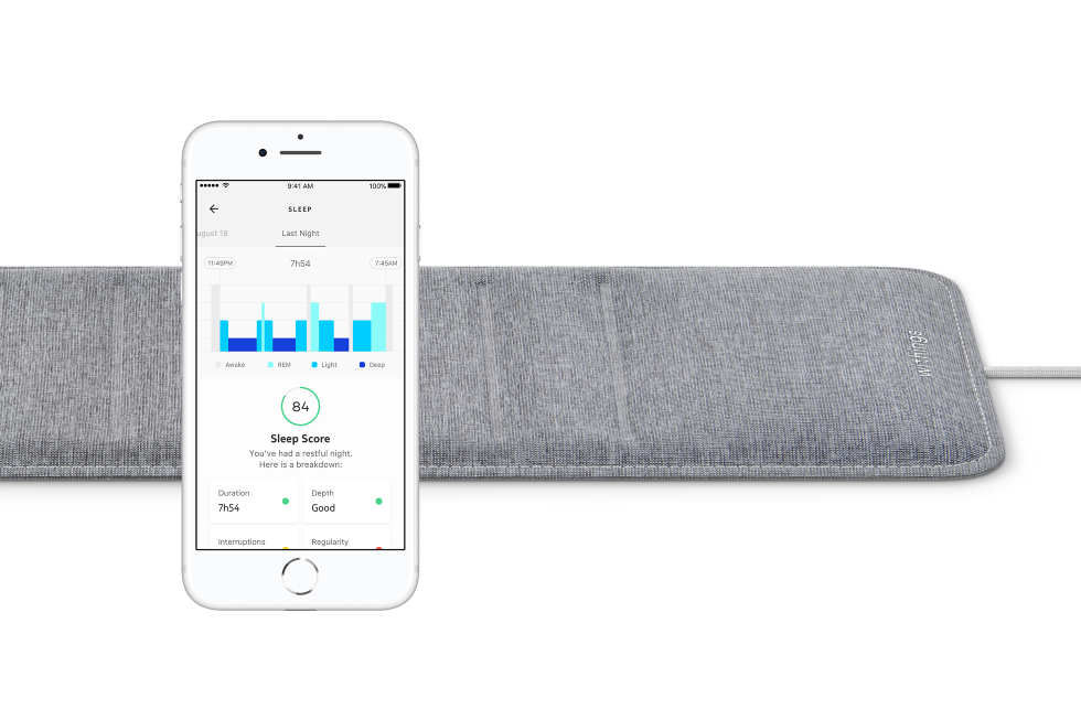 Product image of the Withings Sleep tracker and Health Mate iPhone app