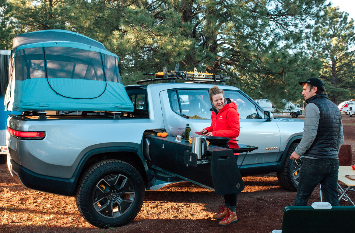 Photo of a Rivian electric pickup truck