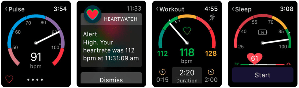 images from HeartWatch app