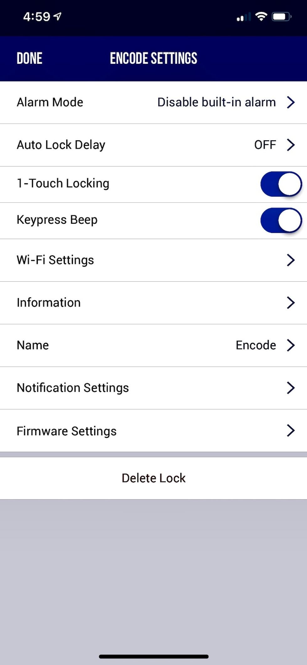 In the Schlage Home app, you can manage details such as one-touch locking