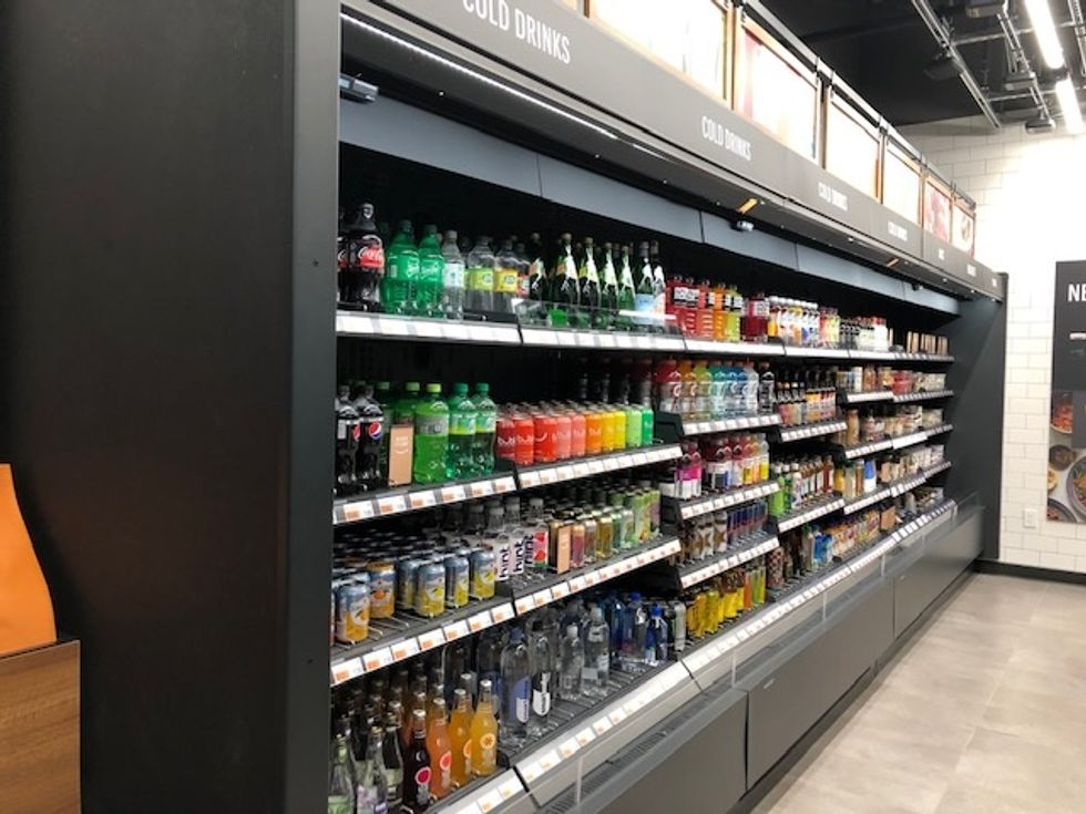 Inside the Amazon Go store with drinks and sodas