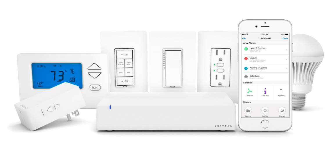 Photo of Insteon product line of smart devices and hub