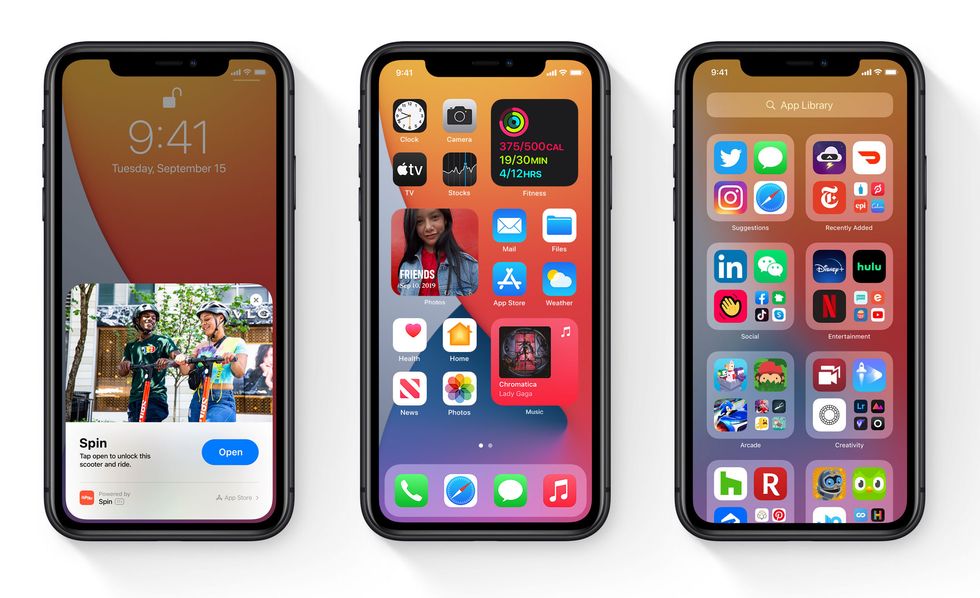 iOS 14 home screen with widgets