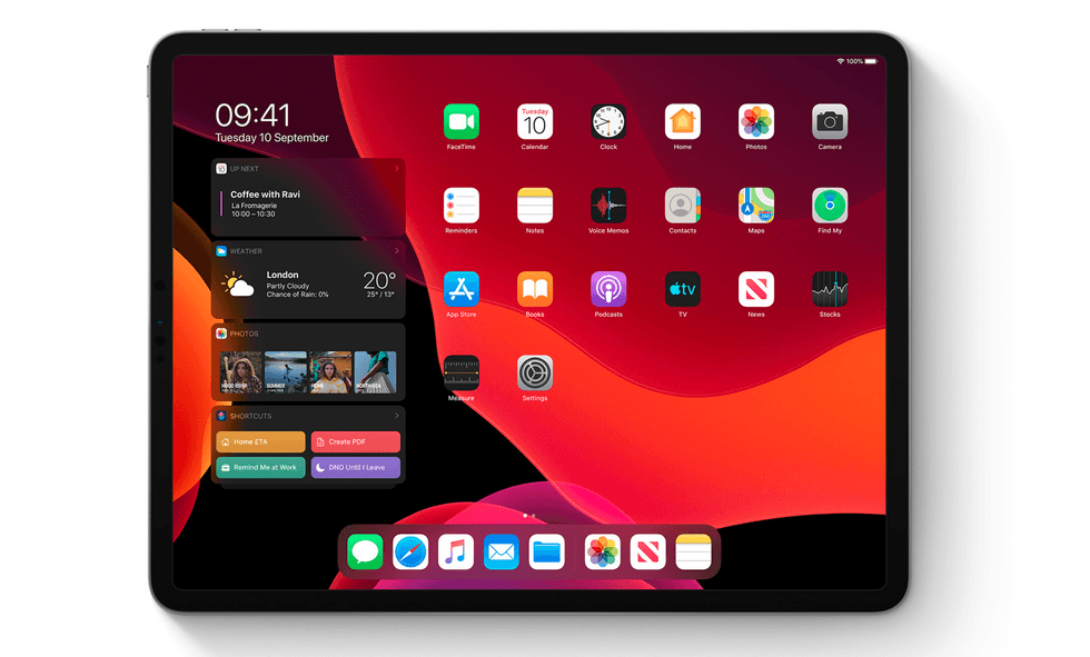 iPadOS home screen with new Today View panel