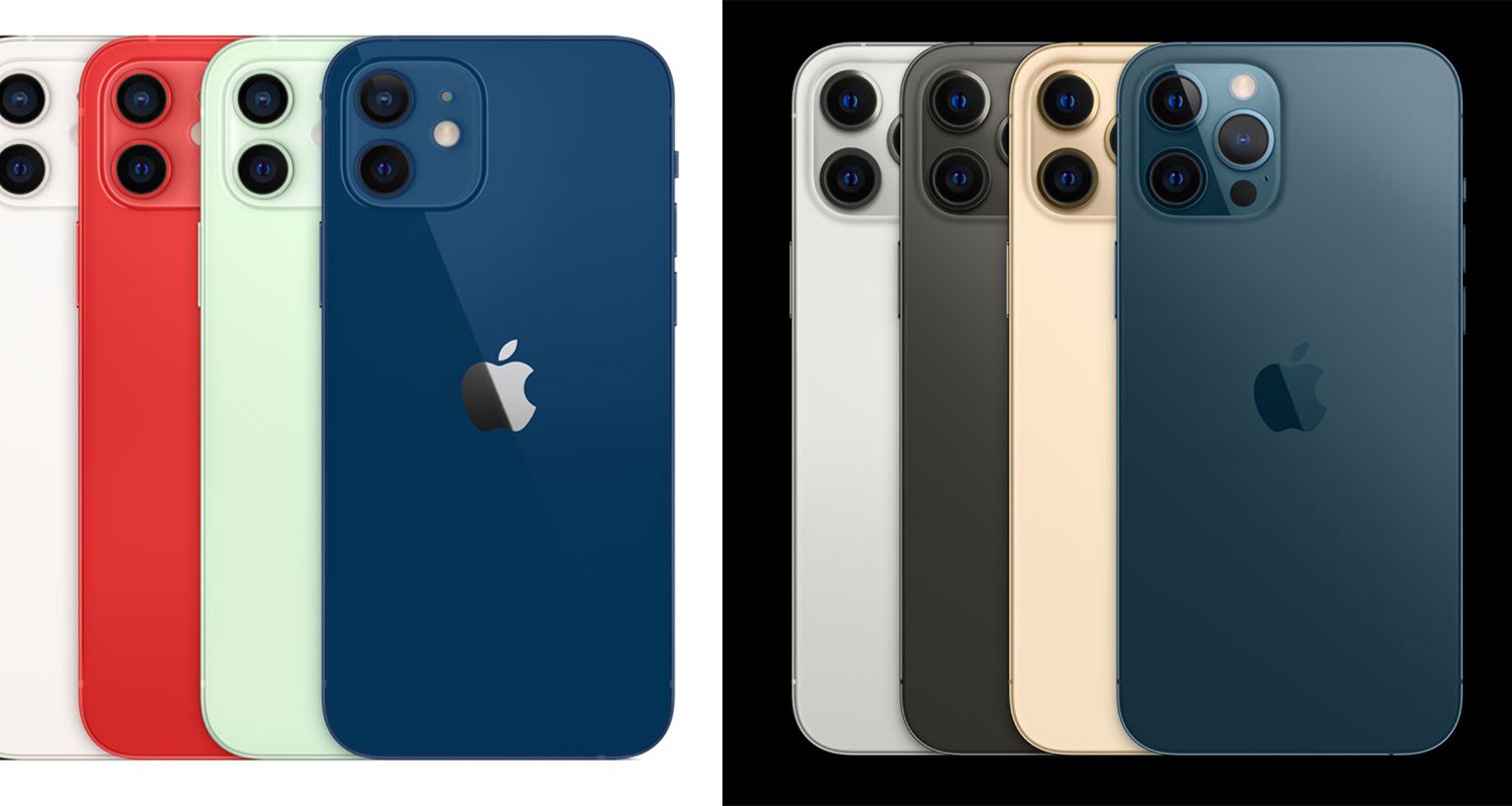 ​The iPhone 12 (left) and iPhone 12 Pro (right)