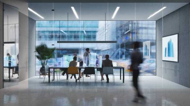 futuristic office - tech office stock pictures, royalty-free photos & images