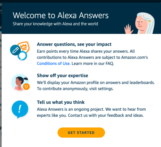 A screenshot of Alexa Answers