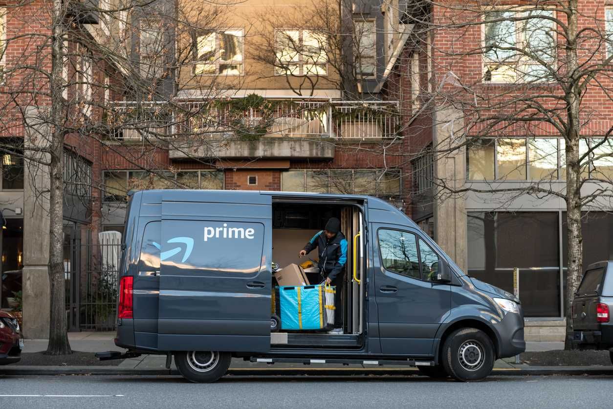 Amazon Delivery Van delivering packages photo