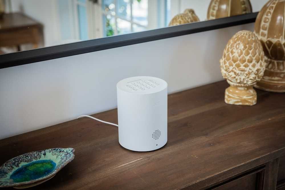 Photo of ADT Blu base on a end table