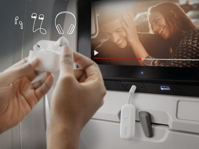 Bluetooth adapters let you use an AirPod with in-flight movies