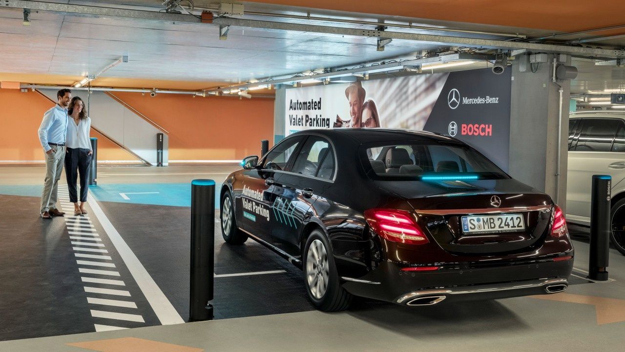 Photo of a car at Mercedes museum autonomous valet parking