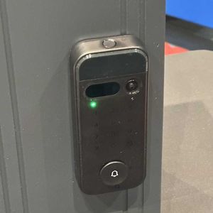 photo of myQ Secure View Smart Lock on a display