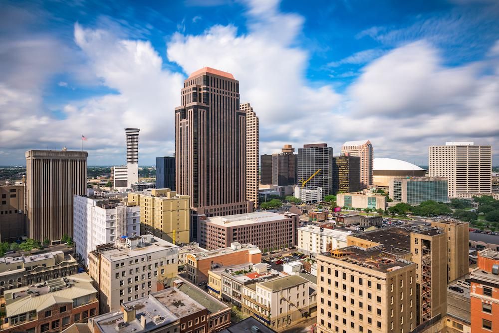 aerial view of New Orleans busiiness district