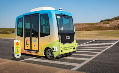 Driverless bus at the Wright Brothers National Memorial