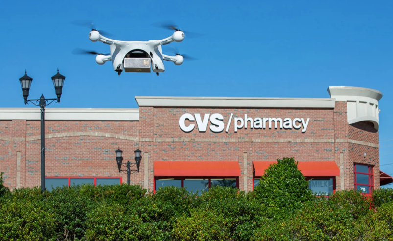 UPS drone in front of CVS