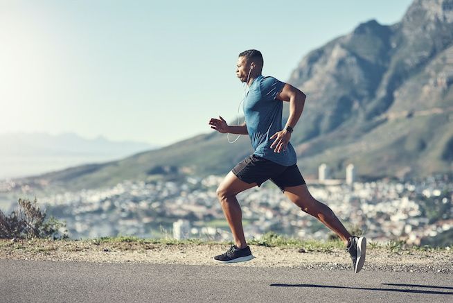 A man running outside