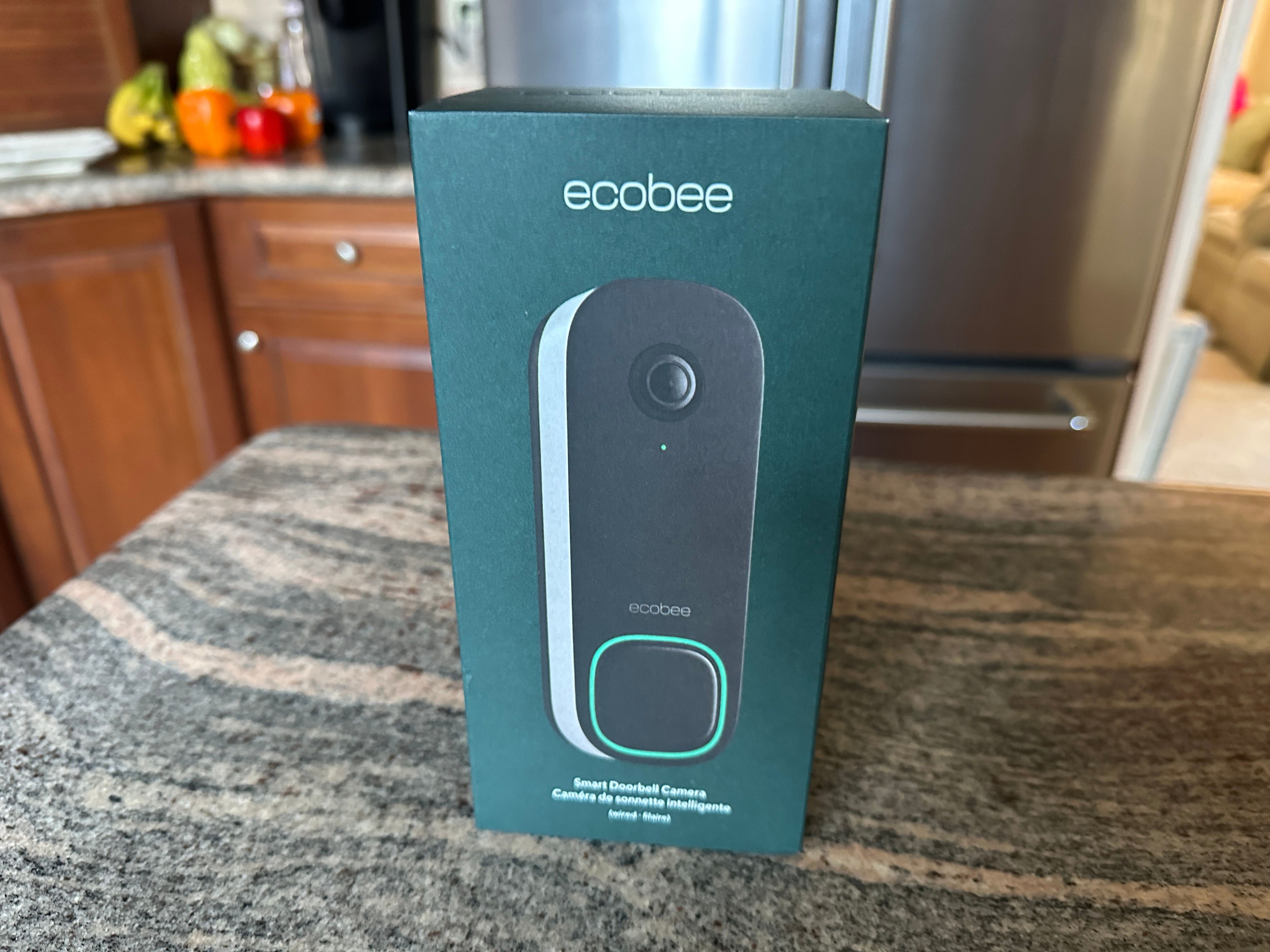 photo of ecobee Smart Doorbell Camera (Wired) box on a counter