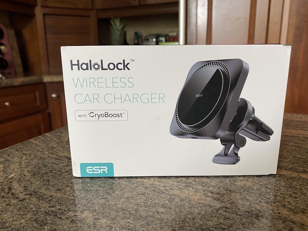 a photo of ESR Gear HaloLock Wireless Car Charger with CryoBoost on a counter
