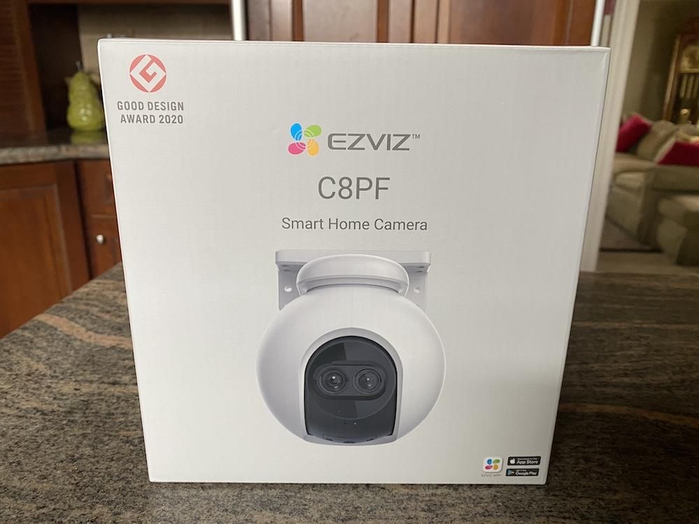 a photo of Ezviz C8PF Smart Home Camera on a countertop