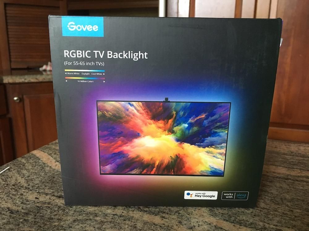 a photo of Govee RGBIC TV Backlight box on a countertop