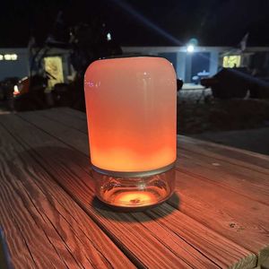 a photo of Govee Table Lamp 2 Pro on a picnic table at night at the beach.