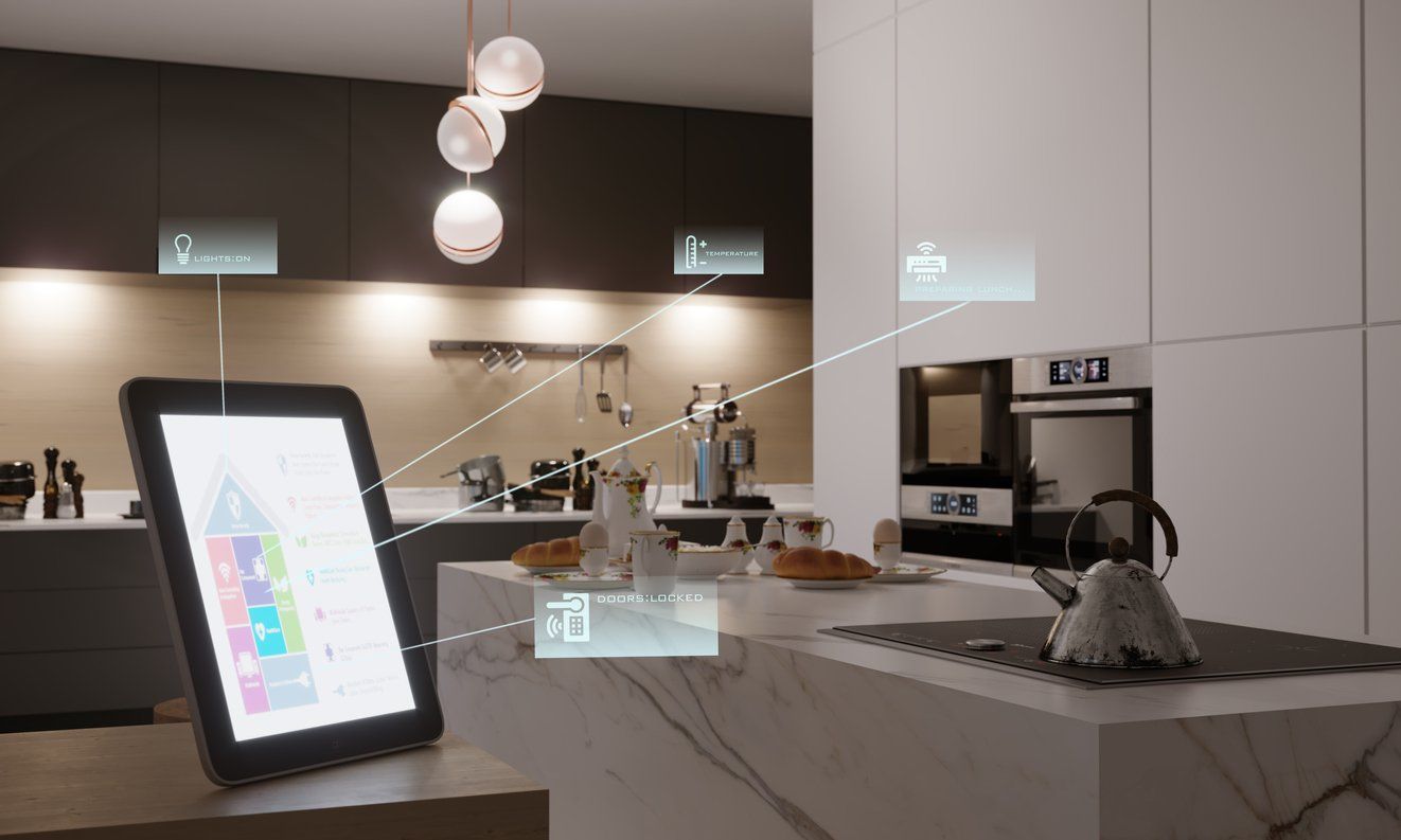 a photo of a smart home kitchen