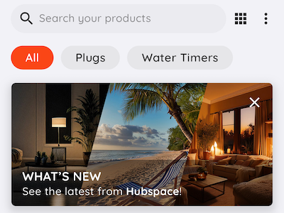 screenshot of Hubspace 2.0 app homepage