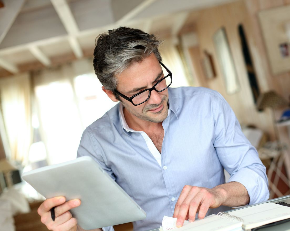 Person working on a tablet