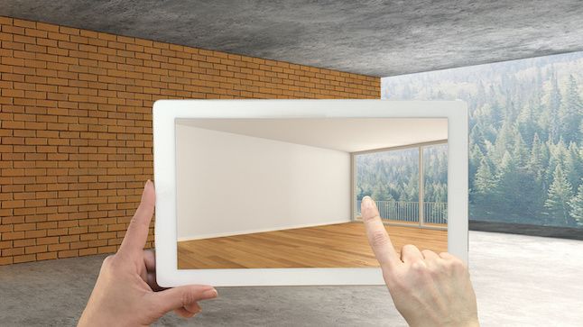 photo of tablet with AR home interior design app
