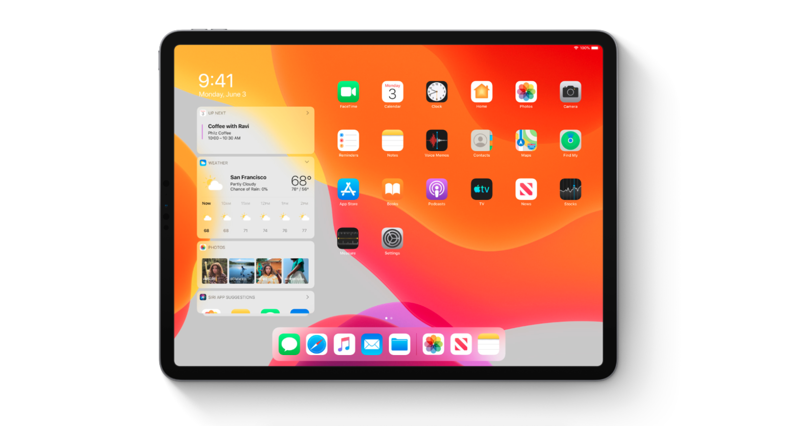 Photo of an iPad Pro running iPadOS