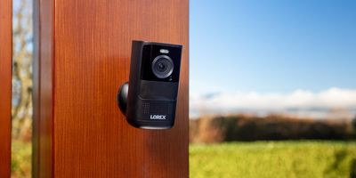 a photo of Lorex 4K Spotlight Battery Camera on a wall