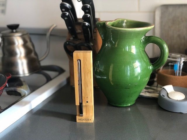 a photo of Meater smart meat thermometer on a countertop