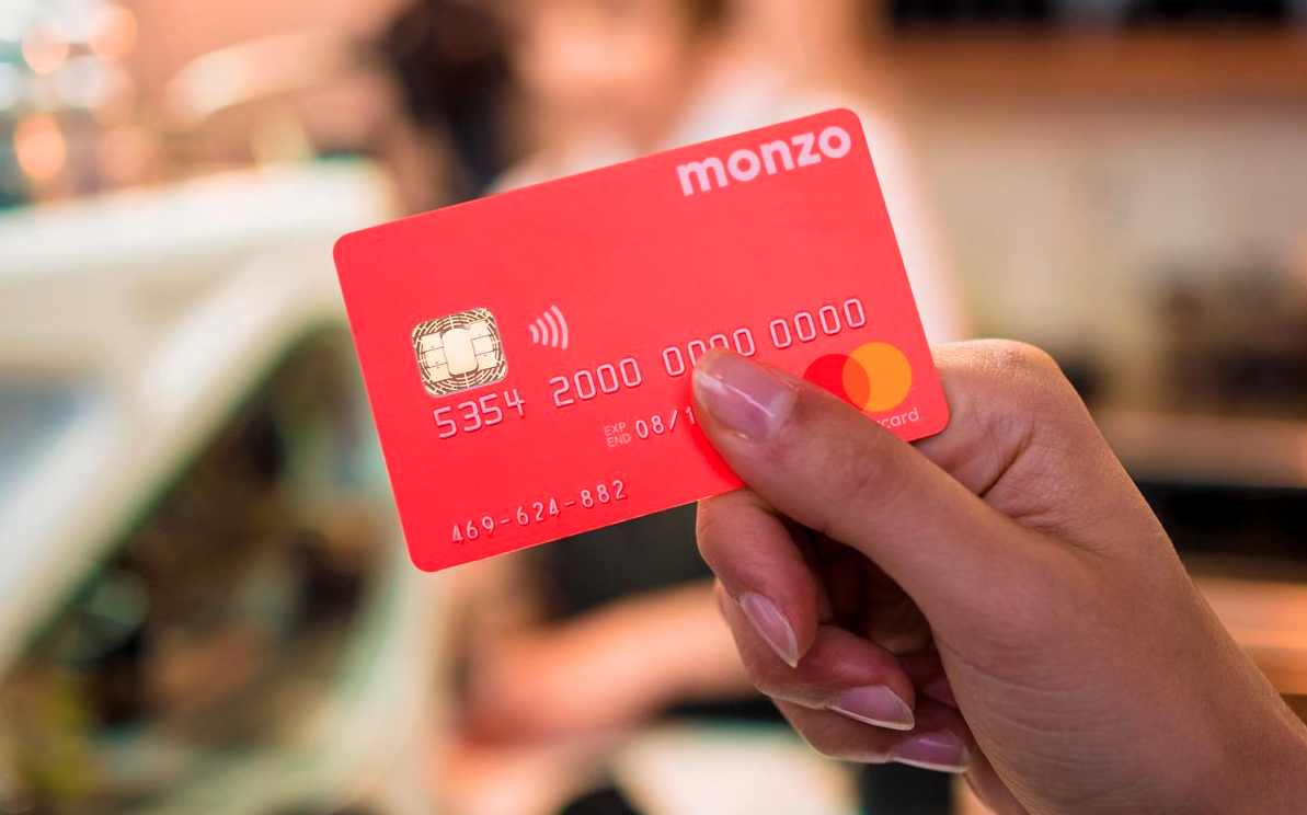 Photo of a Monzo bank card