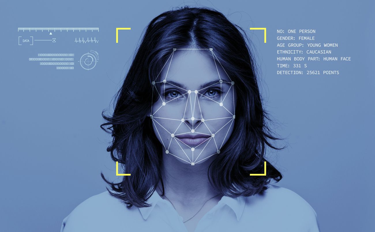 Stock image of facial recognition technology