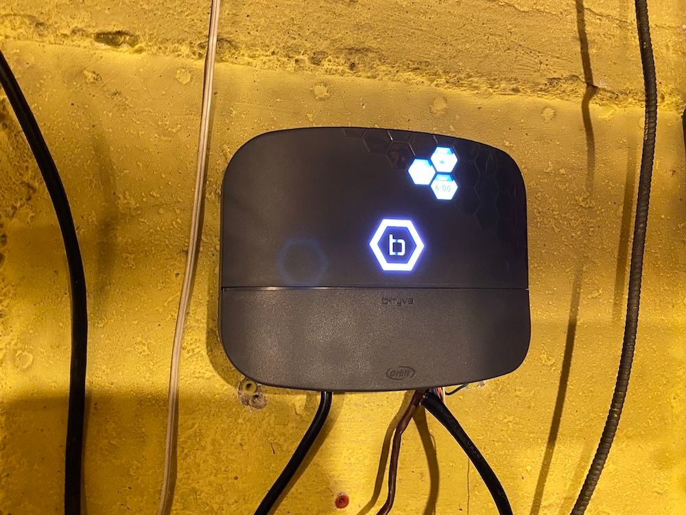 Orbit B-hyve XR Smart Indoor/Outdoor Sprinkler Timer on the wall