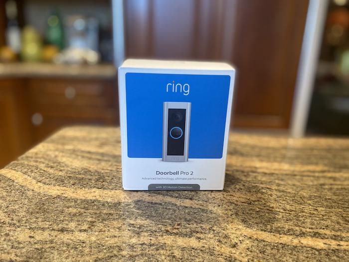 Ring Video Doorbell Pro 2 box on a counter