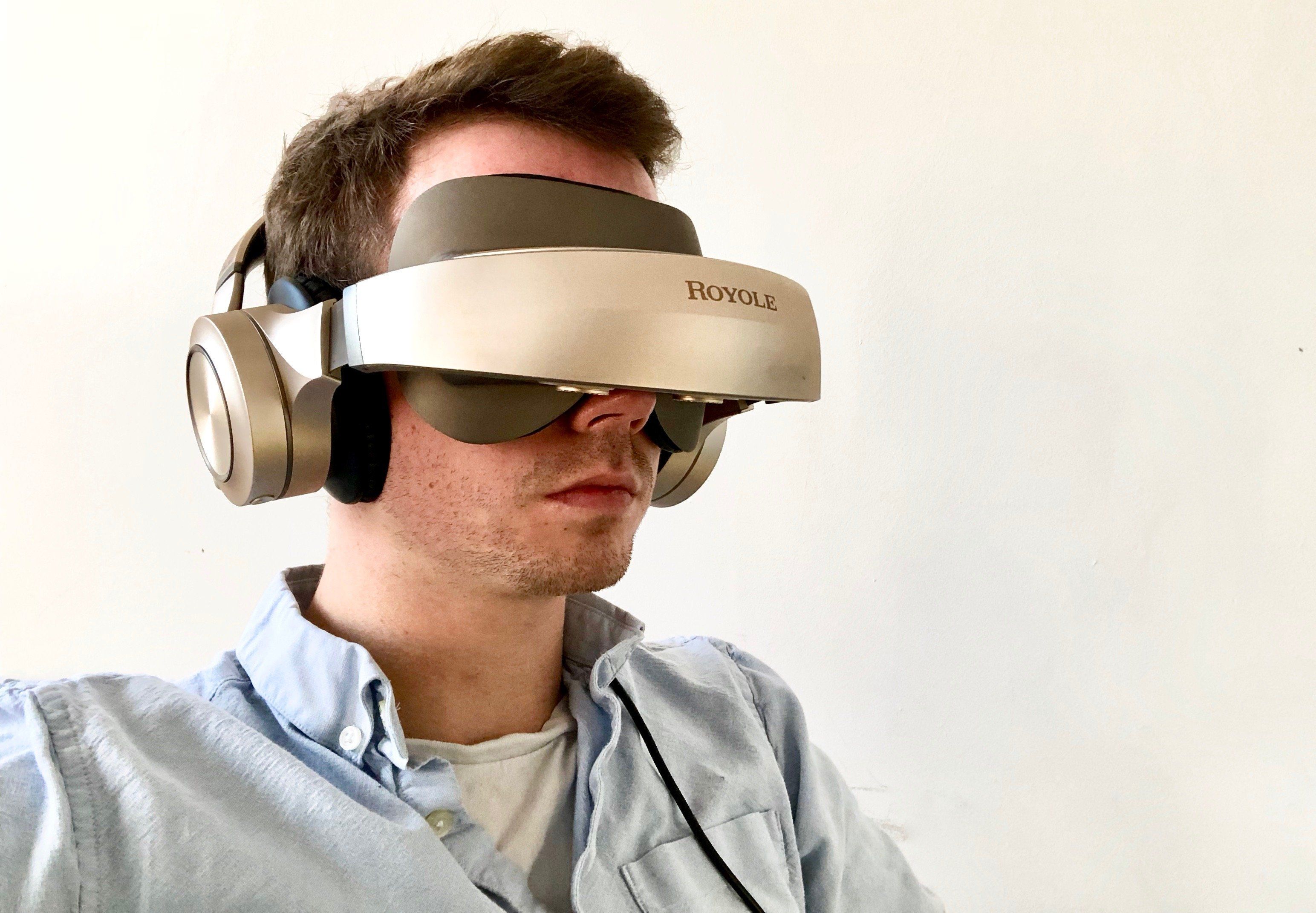 a photo of a man wearing a Royole Moon Headset
